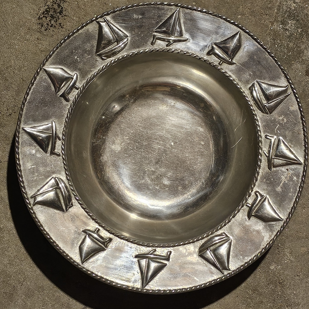 Silver Sailboat Embossed Bowl